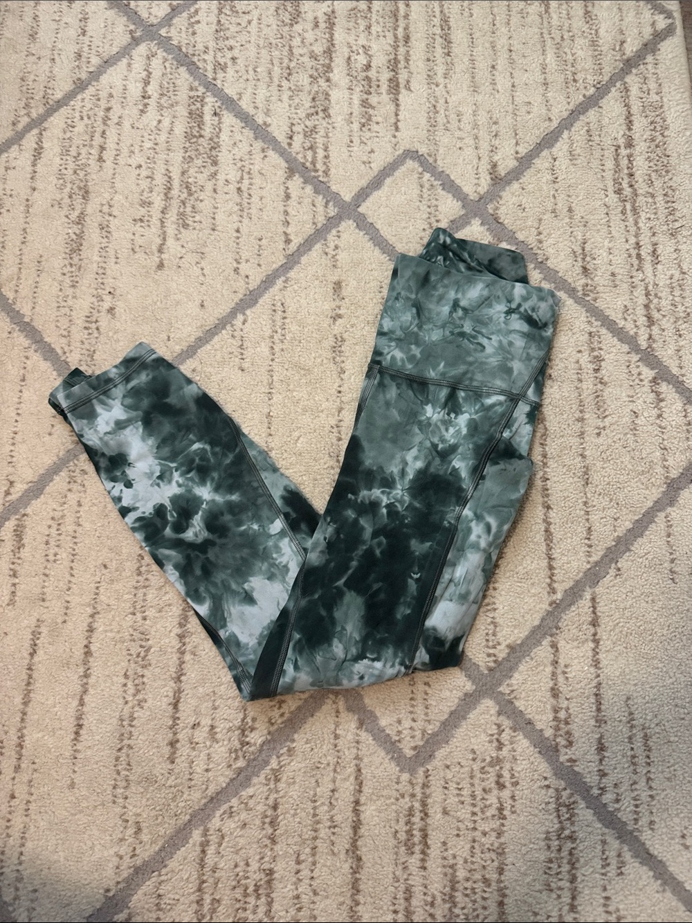 lululemon athletica Green and Gray Tie-Dye Leggings